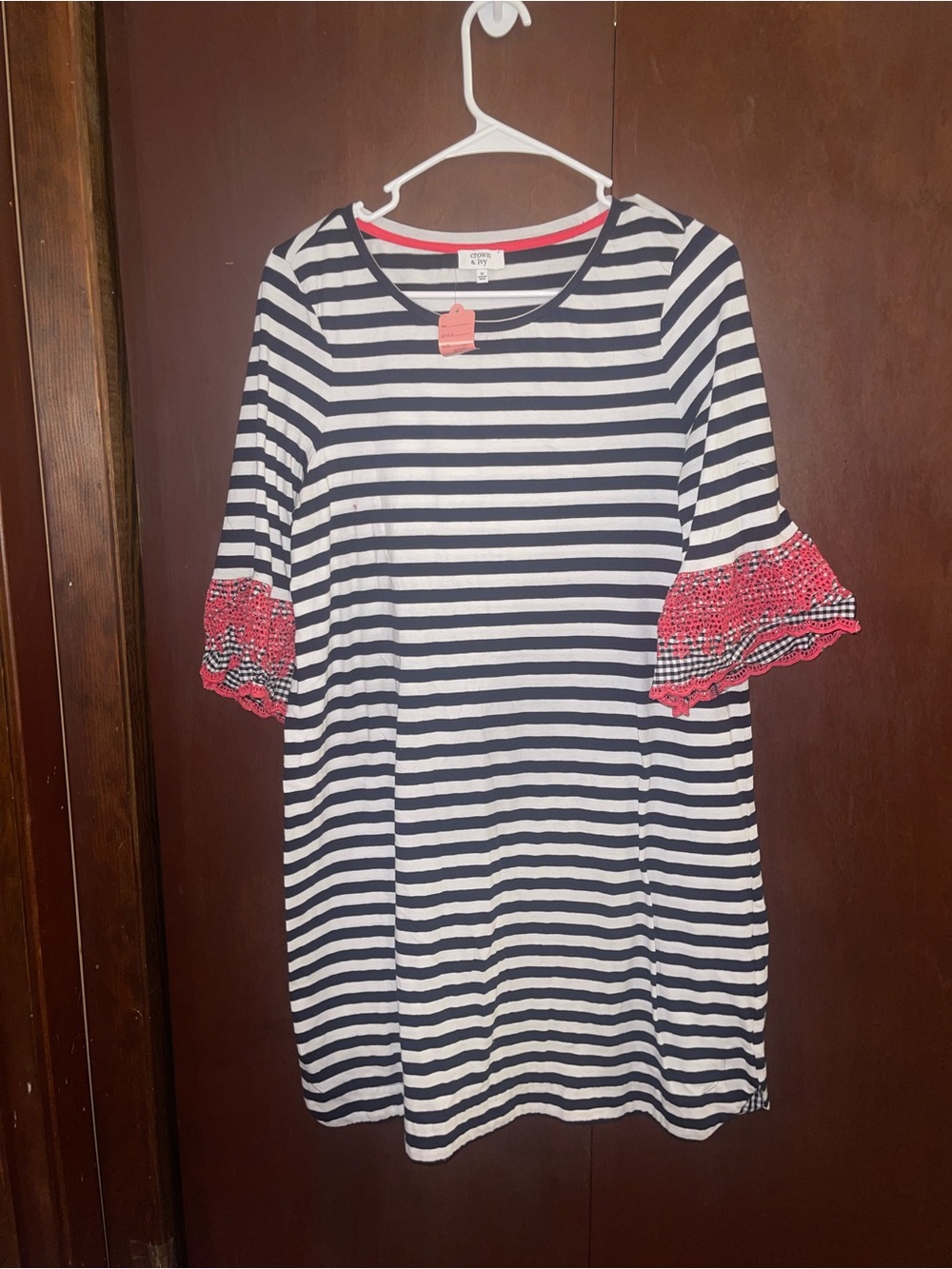crown & ivy Navy and White Striped Midi Dress